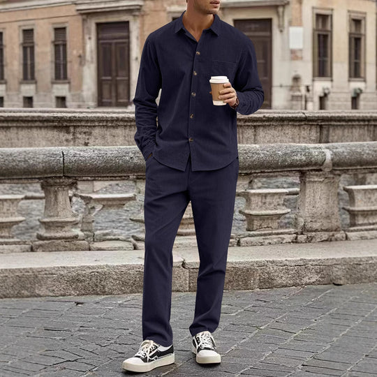 Herren elegantes Freizeitanzug mit stilvollem Hemd und bequemer Hose Heidi-Mode