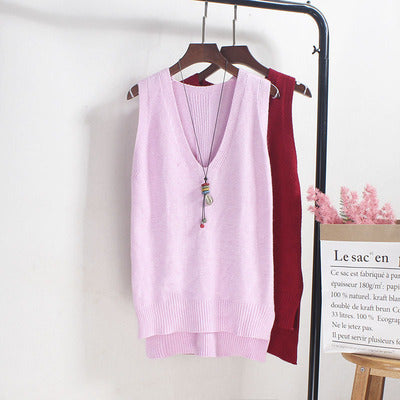 Damen Ärmelloses Stricktop mit V-Ausschnitt und Feinstrickstruktur Heidi-Mode