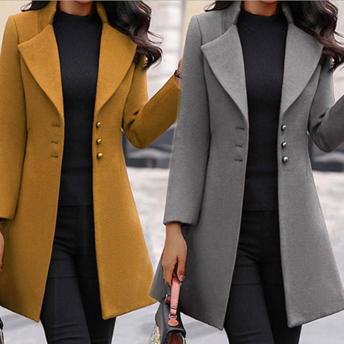 Damen eleganter und stilvoller Wollmantel Heidi-Mode