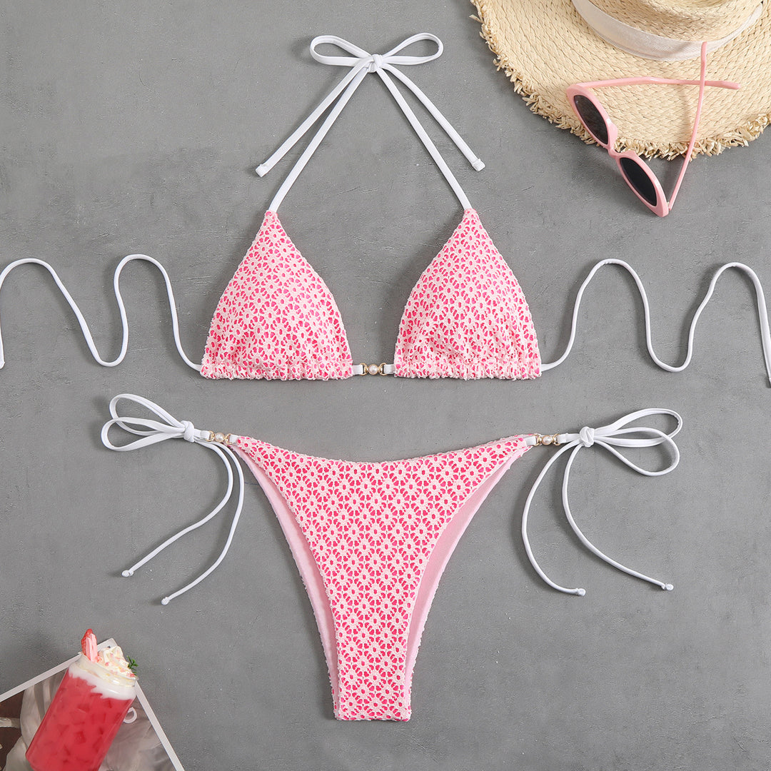 Damen Triangel-Bikini-Set mit verstellbaren Trägern und elastischem Höschen Heidi-Mode