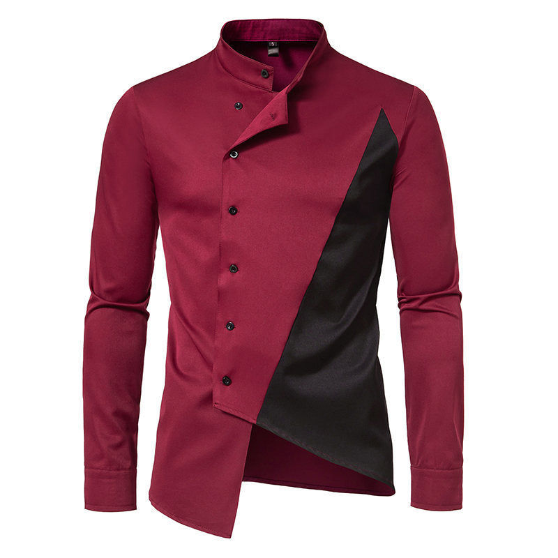 Herren Modern Asymmetrisches Button-Up Hemd Heidi-Mode