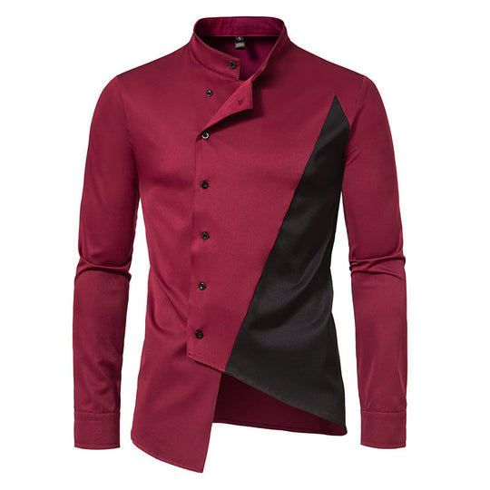 Herren Modern Asymmetrisches Button-Up Hemd Heidi-Mode