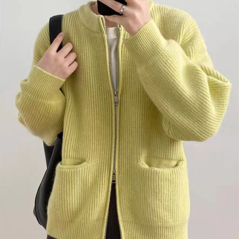 Damen Kuscheliger Strickcardigan mit Reißverschluss und gemütlicher Passform Heidi-Mode