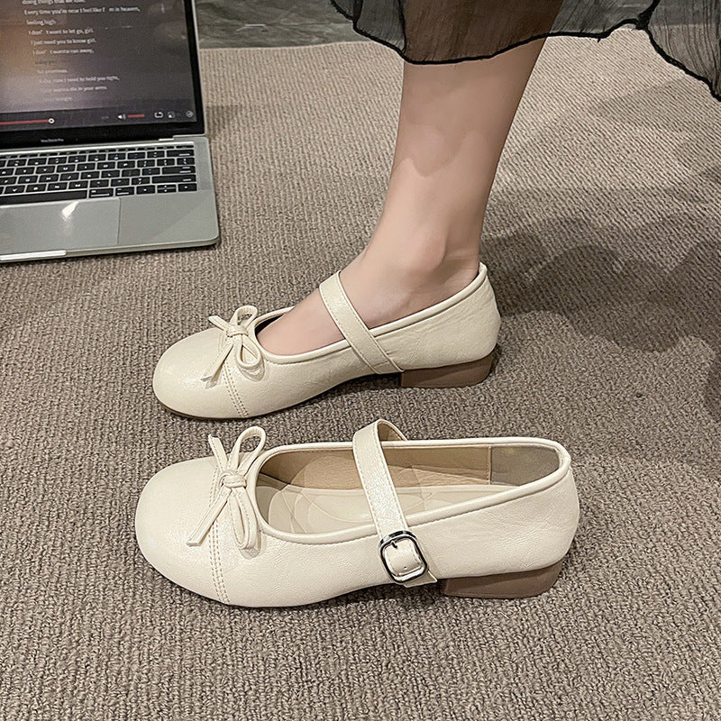 Damen elegante Mary Jane Schuhe mit dekorativem Schleifen-Detail und verstellbarem Riemen Heidi-Mode