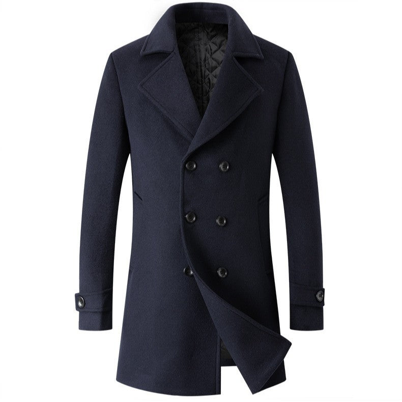 Herren eleganter Doppelreiher-Mantel mit schmalem Schnitt und gefüttertem Innenfutter Heidi-Mode