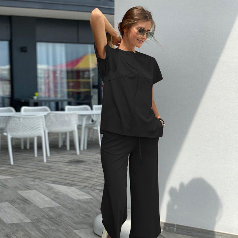 Damen lässiges Lounge-Set mit oversize Oberteil und weiten Hosen Heidi-Mode