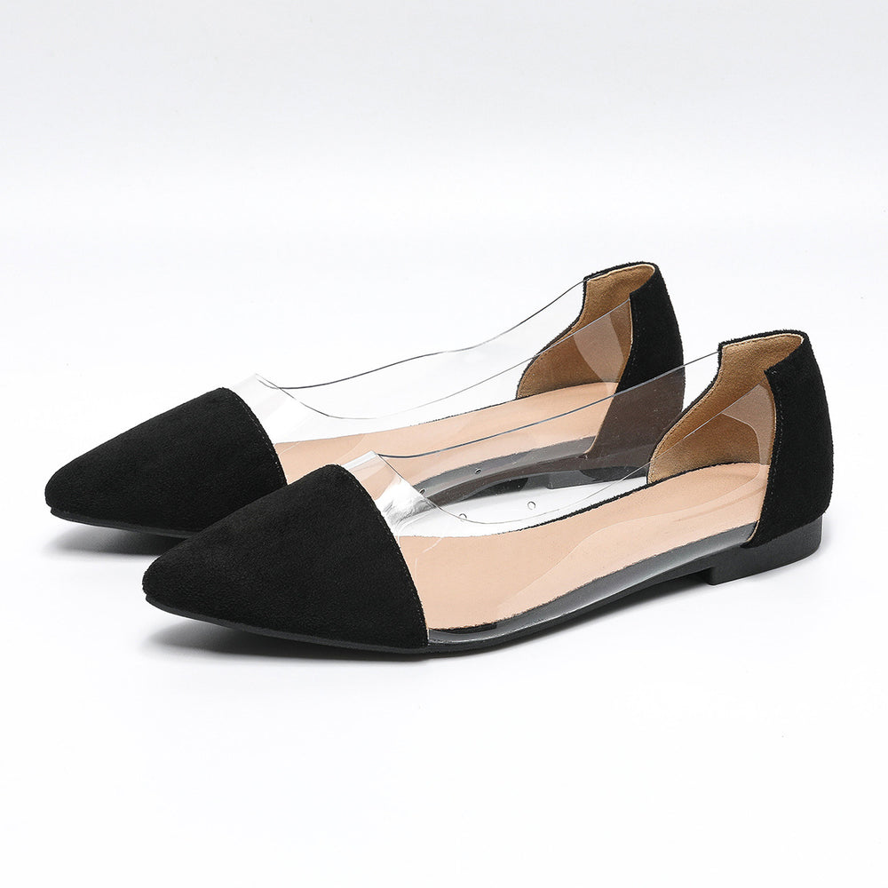 Damen Ballerinas mit transparentem Einschnitt und trendigem Schlangenmuster Heidi-Mode