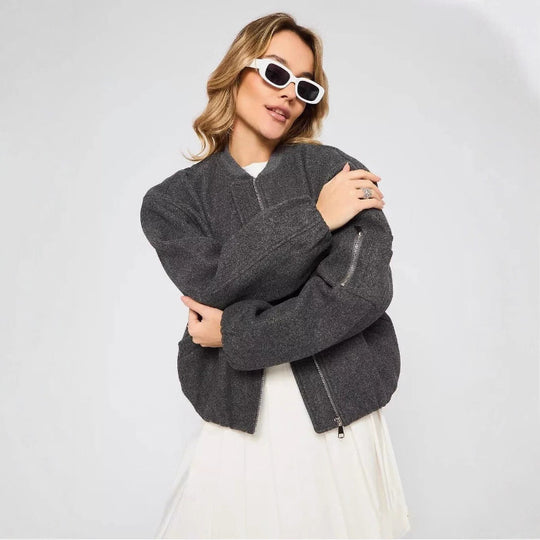 Damen modische Puffjacke mit praktischen Reißverschlusstaschen und elastischen Bündchen Heidi-Mode