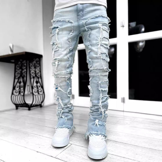 Herren modische Ripped Denim-Hose im lässigen Street-Style Heidi-Mode