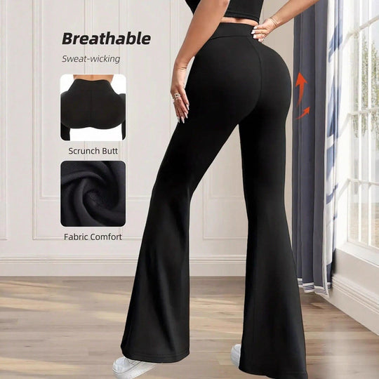 Damen elegante Bootcut-Hose mit hohem Bund und atmungsaktiver Funktion Heidi-Mode