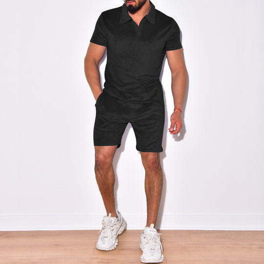 Herren Freizeit-Set aus weichem Velours mit praktischem Reißverschluss Heidi-Mode