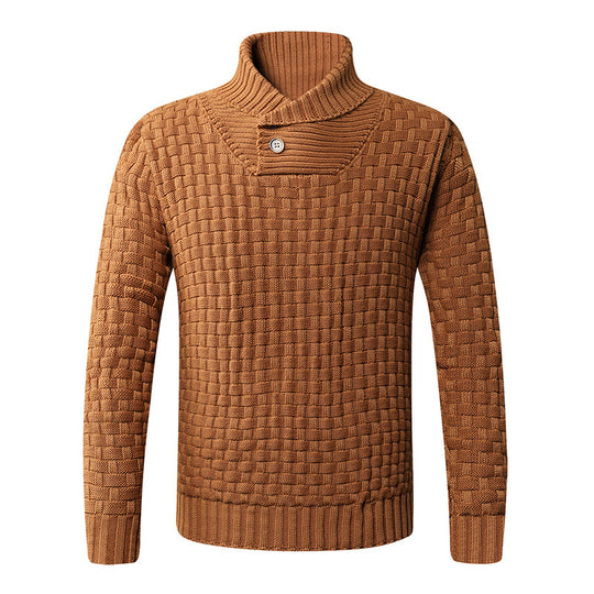 Herren Strickpullover mit modernem Zopfmuster und Stehkragen Heidi-Mode