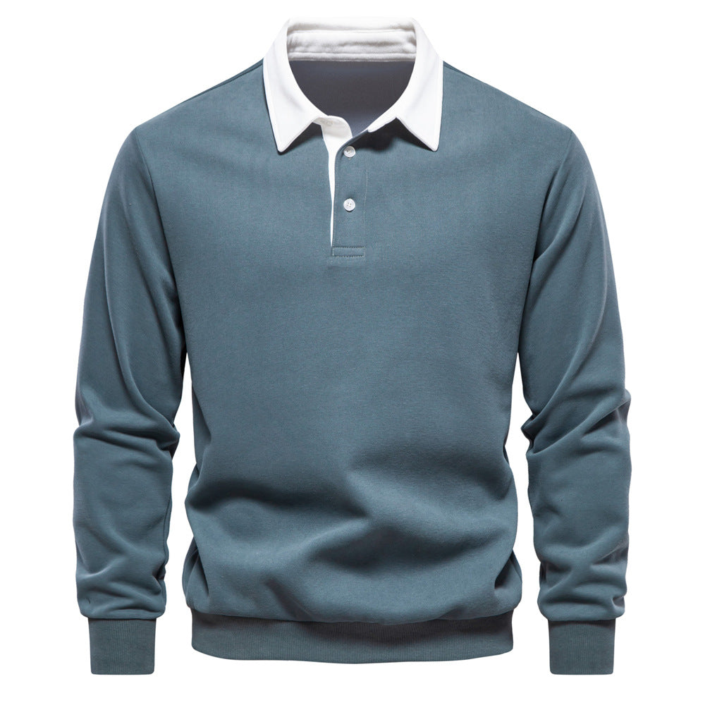 Herren Langarm Poloshirt mit elegantem Kragen und weichem Baumwollmix Heidi-Mode