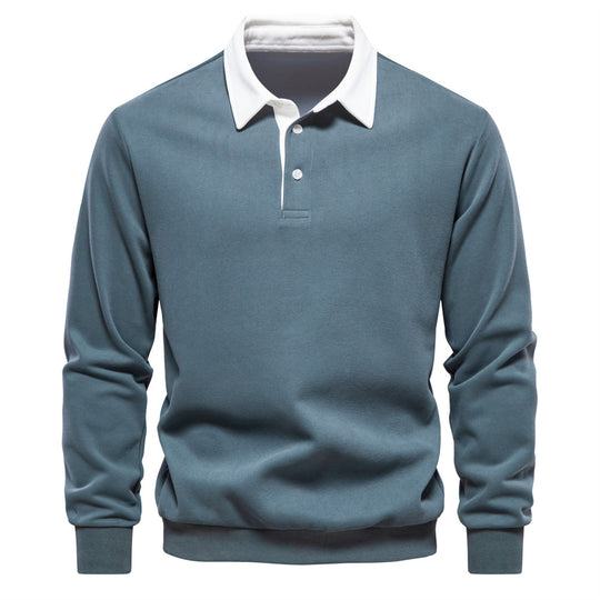 Herren Langarm Poloshirt mit elegantem Kragen und weichem Baumwollmix Heidi-Mode