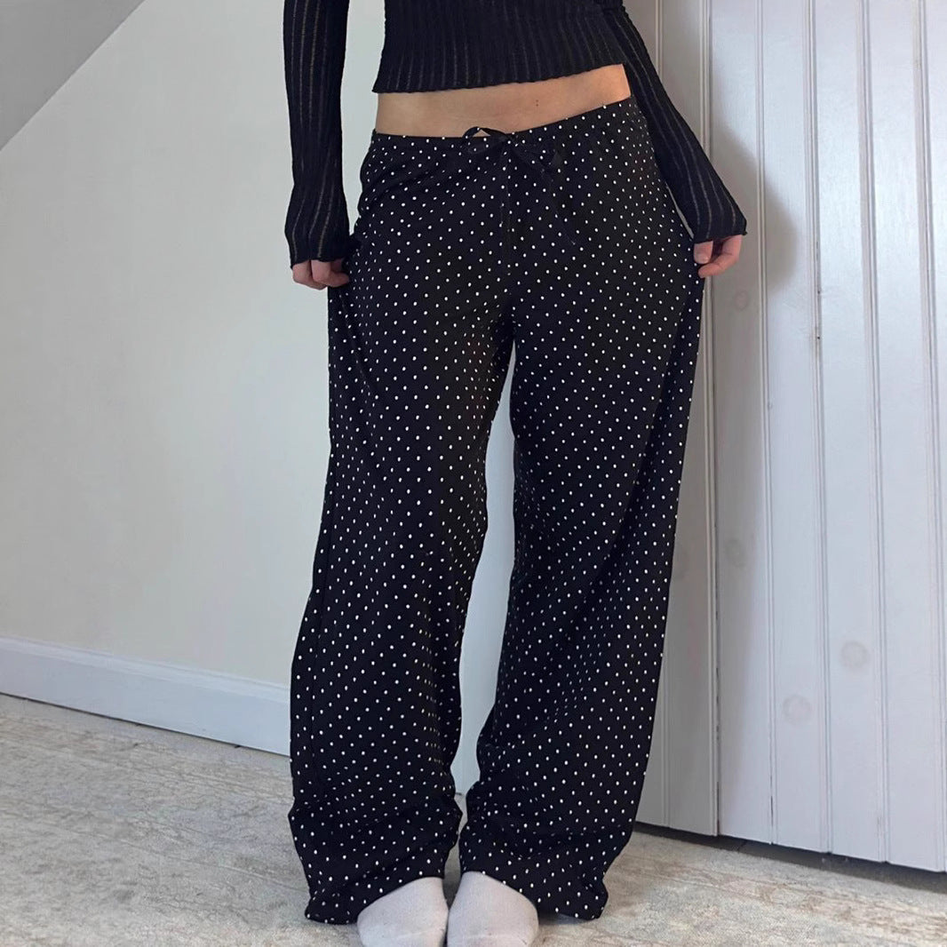 Damen Weite Hosen mit elastischem Bund und stilvollem Punktmuster Heidi-Mode