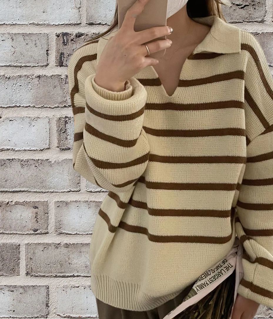 Damen gestreifter Pullover Heidi-Mode