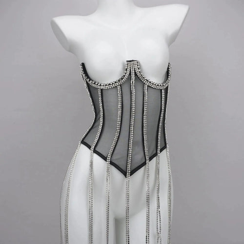 Heidi-Mode | Ladies shaping black chain waist made of polyester