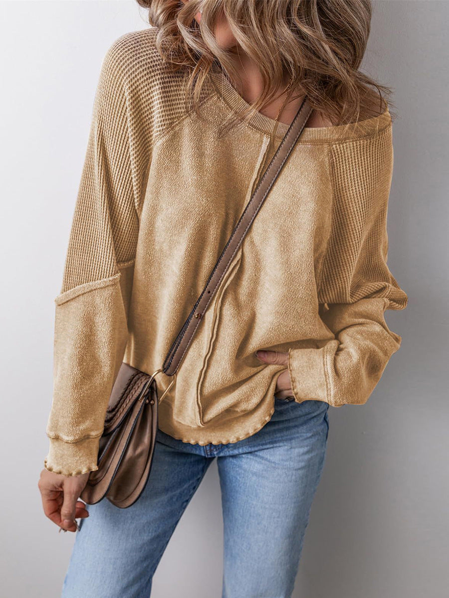 Damen lässiger Pullover mit weitem Ausschnitt Heidi-Mode