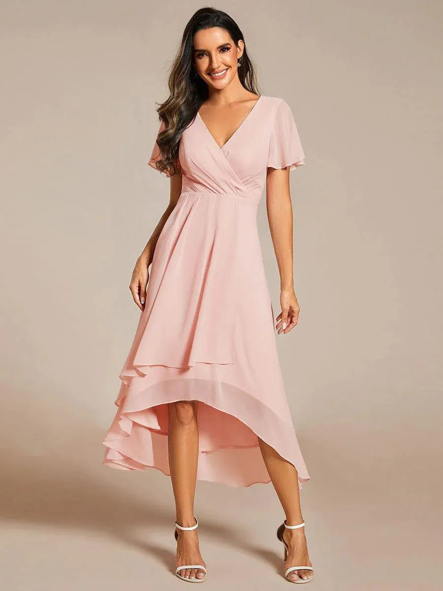 Damen Elegantes Wickelkleid mit asymmetrischem Saum Heidi-Mode