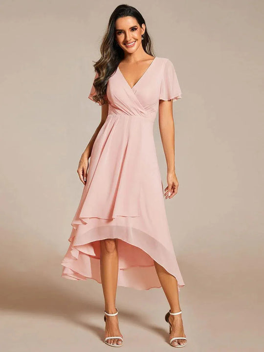 Damen Elegantes Wickelkleid mit asymmetrischem Saum Heidi-Mode
