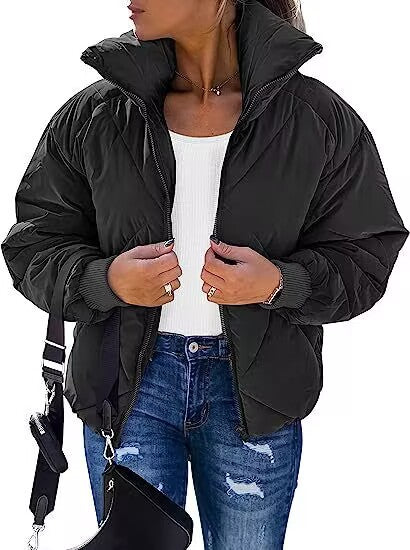 Damen Wärmeisolierte Steppjacke mit hohem Kragen und elastischen Bündchen Heidi-Mode