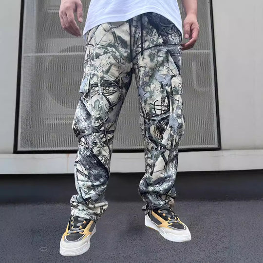 Herren Cargo-Hose im modernen Camouflage-Design mit elastischem Bund und mehreren Taschen Heidi-Mode