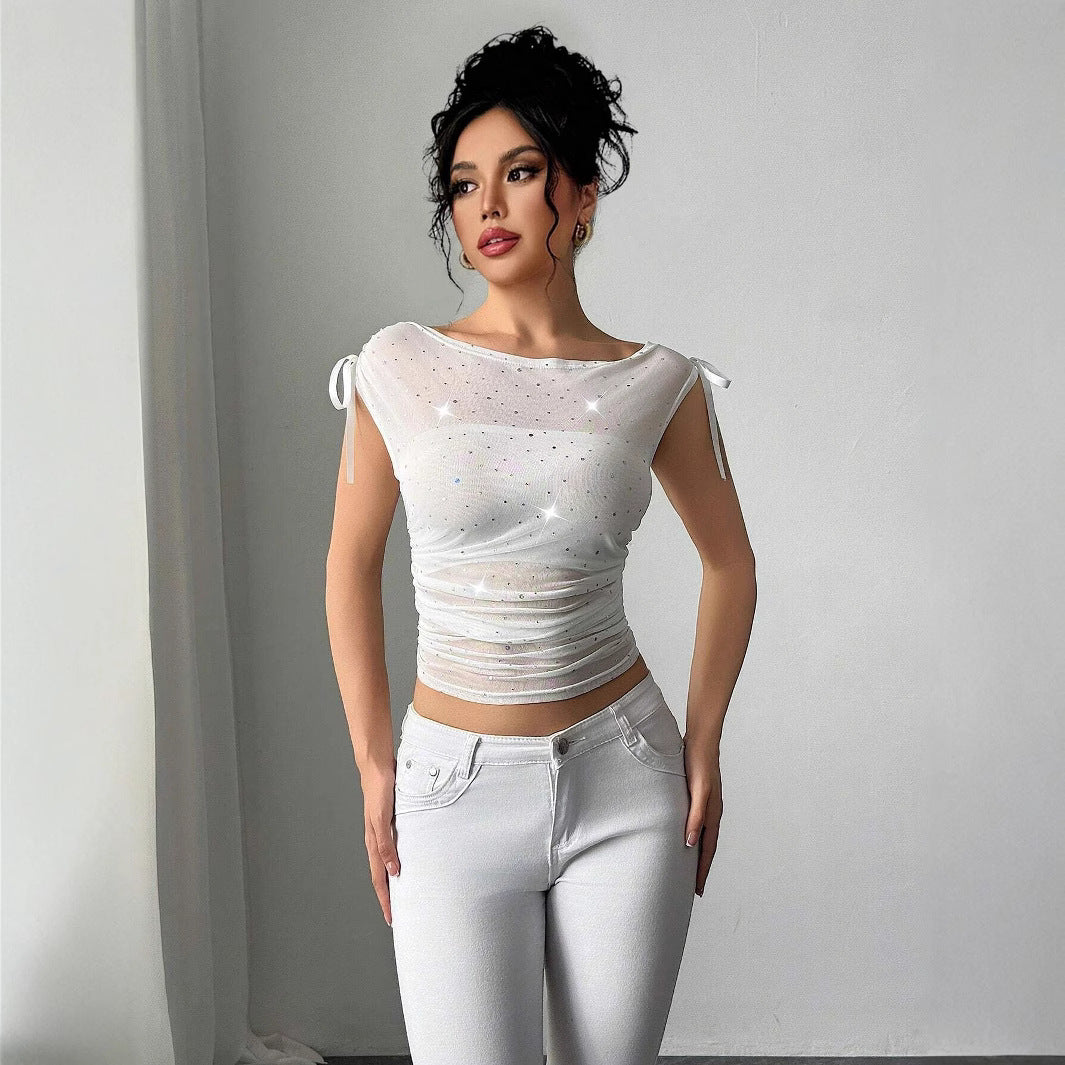 Damen Funktionsshirt mit Glitzerakzenten und verstellbaren Trägern Heidi-Mode