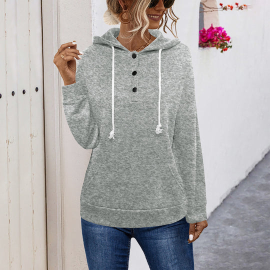 Damen Hoodie mit Knopfleiste und lässigem Schnitt Heidi-Mode