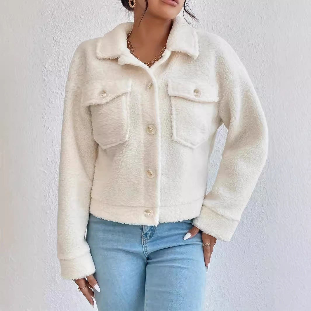 Damen Kuschelige Fleecejacke im stylishen Design mit Taschen Heidi-Mode