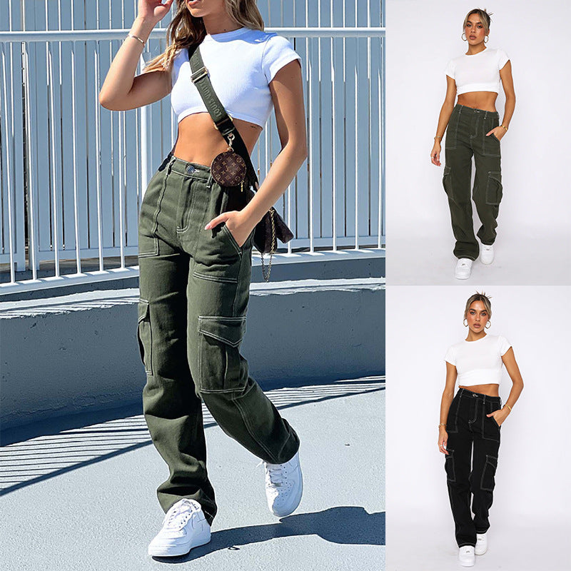 Damen Cargo-Hose mit Baumwollmix und praktischen Taschen Heidi-Mode