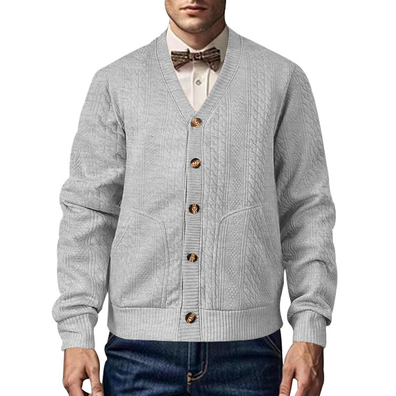 Herren Strickjacke mit strukturierter Oberfläche und praktischen Taschen Heidi-Mode