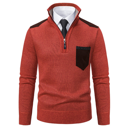 Herren eleganter Strickpullover mit Kragen und Taschen Heidi-Mode
