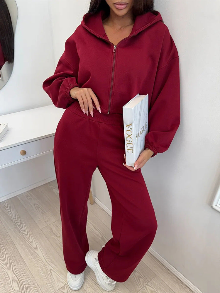 Damen lässiges Lounge-Set mit Hoodie und weiten Hosen Heidi-Mode
