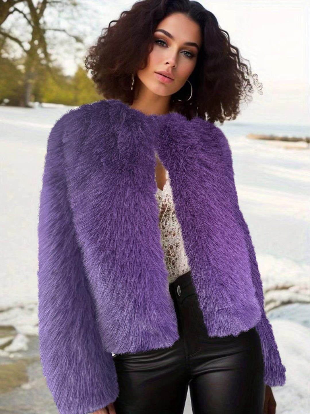 Damen Kuschelige Fleecejacke mit Lockenstruktur Heidi-Mode
