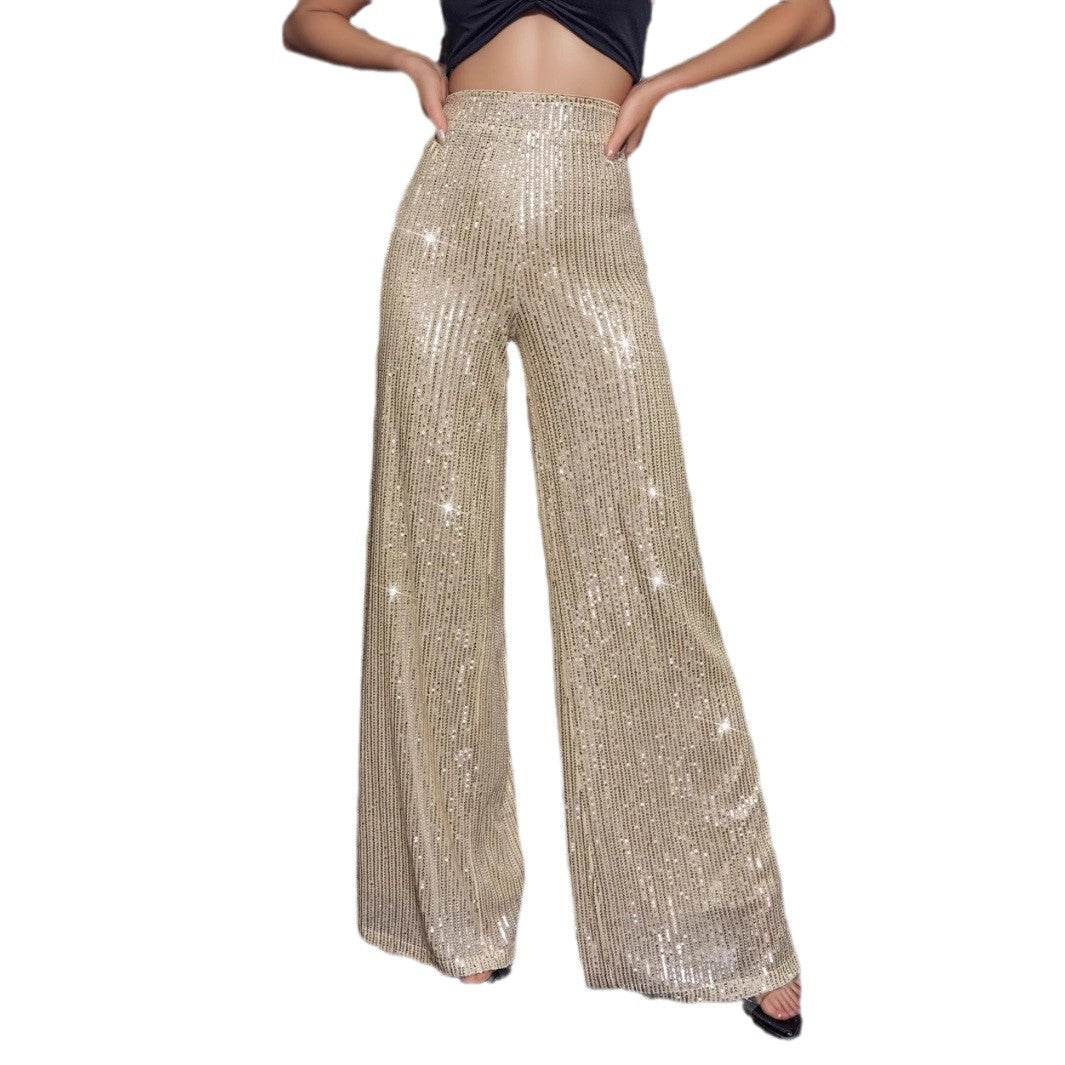 Damen Glänzende Weite Hose im festlichen Design Heidi-Mode