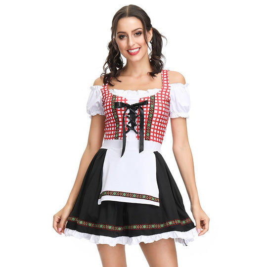 Damen Trachtenkleid mit verspielten Rüschen und detaillierter Schnürung Heidi