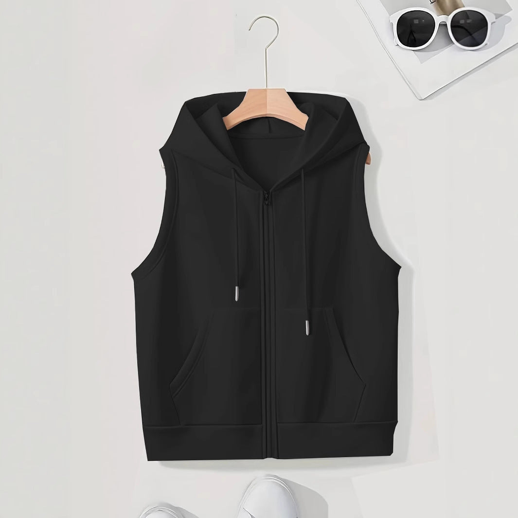 Damen sportliche Kapuzenweste mit Reißverschluss und praktischen Taschen Heidi-Mode