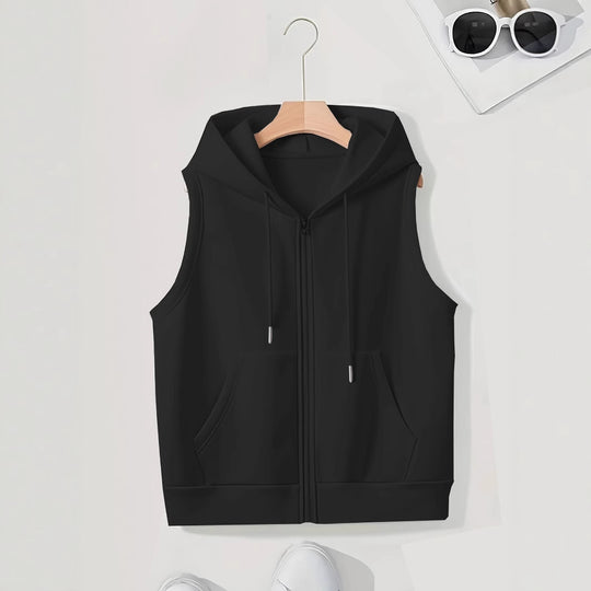 Damen sportliche Kapuzenweste mit Reißverschluss und praktischen Taschen Heidi-Mode
