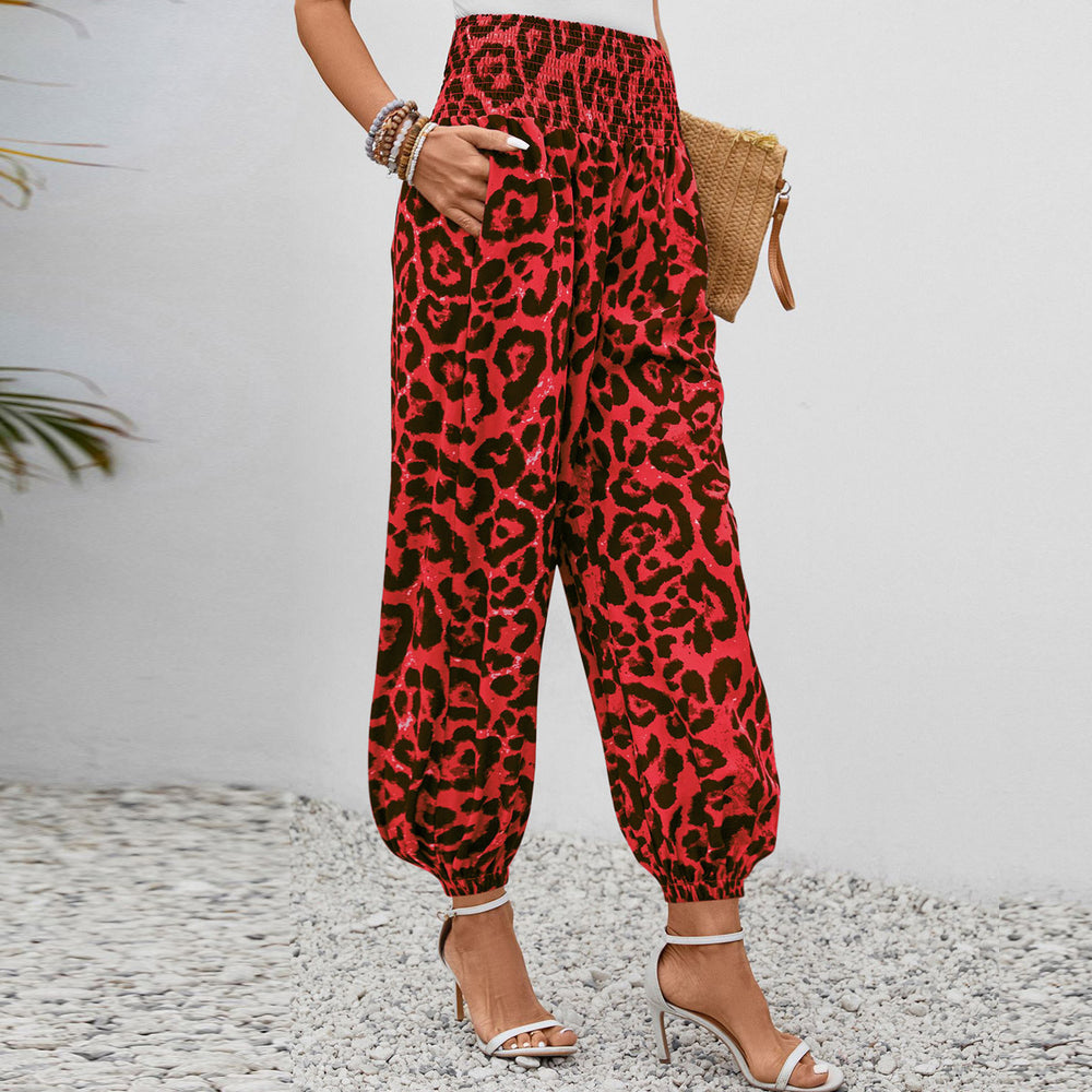 Damen Aladin-Hose mit elastischem Bund und modernem Leopardenmuster Heidi-Mode