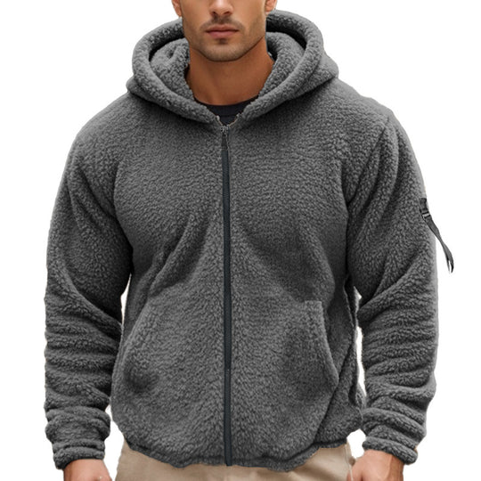 Herren Fleece-Hoodie mit kängurutasche und robustem Reißverschluss Heidi-Mode