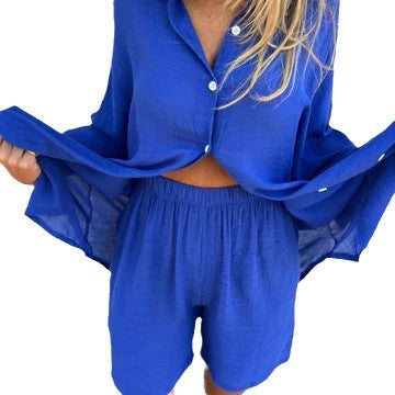 Damen Blusen-Shorts-Set mit Oversize-Schnitt – Heidi-Mode