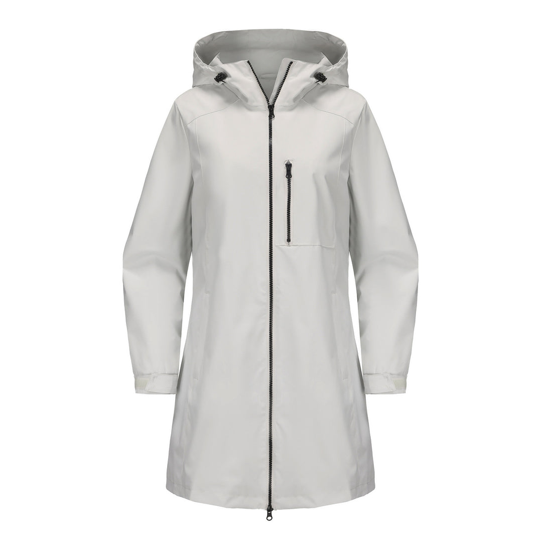 Damen modische Regenjacke mit Kapuze und praktischen Taschen Heidi-Mode