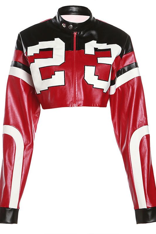 Heidi-Mode | Slim Fit Imitation Motorrad Lederjacke