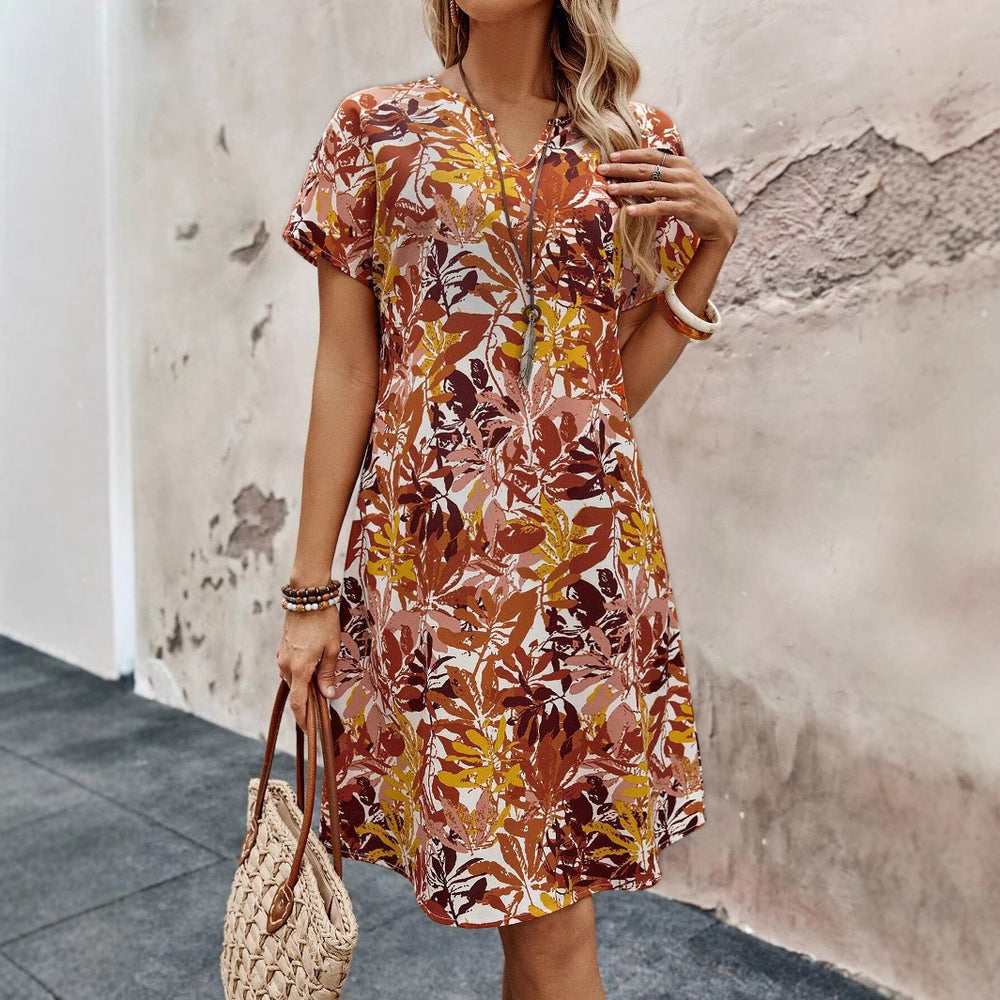Damen leichtes Freizeitkleid mit floralem Design Heidi-Mode