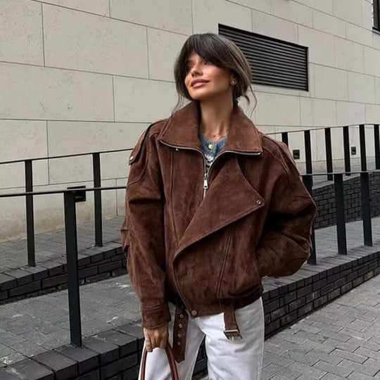 Damen lässige Oversize-Jacke aus hochwertigem Material Heidi-Mode
