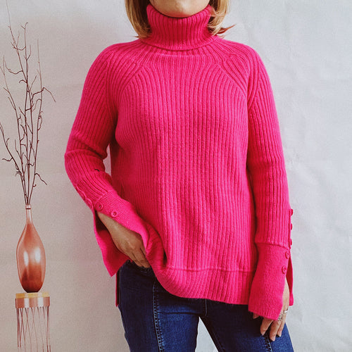 Damen Ribbed Rollkragenpullover mit elegantem Schnitt Heidi-Mode