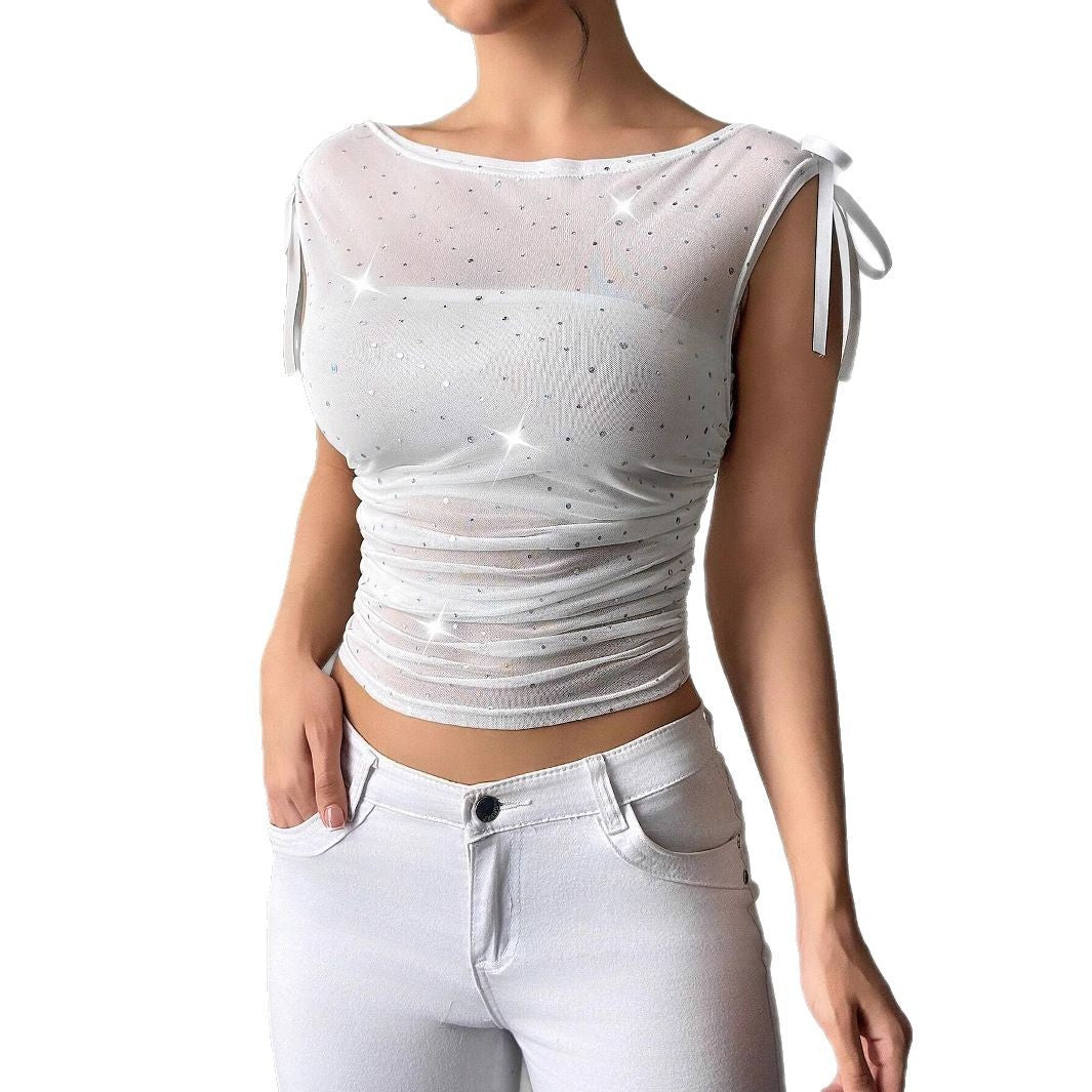 Damen Funktionsshirt mit Glitzerakzenten und verstellbaren Trägern Heidi-Mode