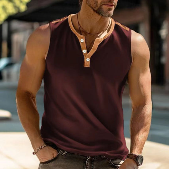 Herren Ärmelloses Poloshirt mit stilvollem Knopfverschluss Heidi-Mode