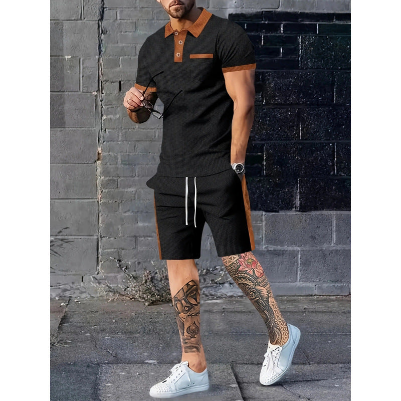 Herren Poloshirt und Shorts Set mit stylischem Kontrastdesign Heidi-Mode