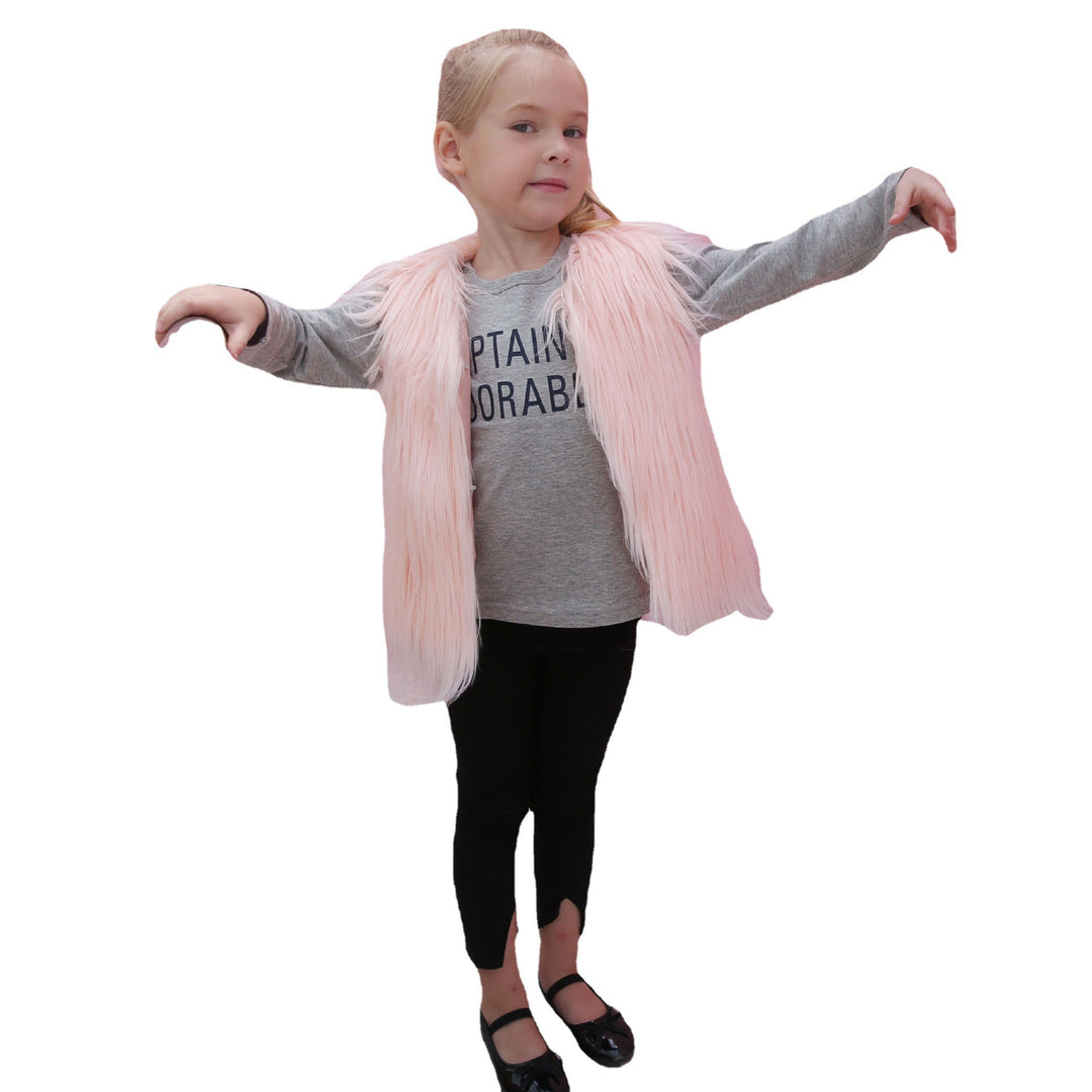 Damen Flauschige Kunstfell-Weste mit hohem Kragen Heidi-Mode